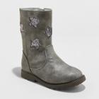 Toddler Girls' Reina Ruffle Boot With Glitter Stars - Cat & Jack Pewter