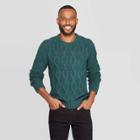 Men's Standard Fit Cable Crew Neck Sweater - Goodfellow & Co Green
