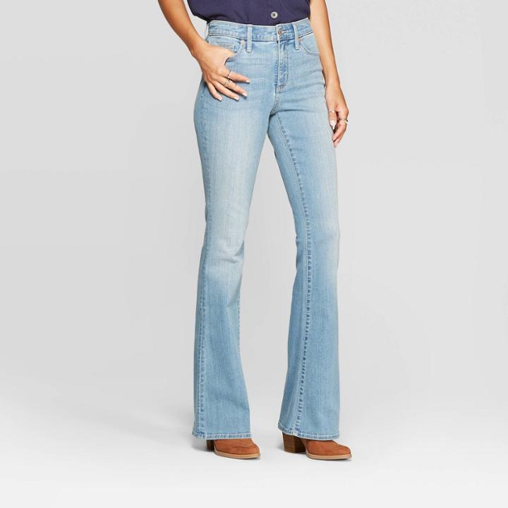 Petitewomen's High-rise Light Wash Flare Jeans - Universal Thread Light Blue 0