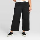 Women's Plus Size High-rise Cropped Wide Leg Pants - A New Day Black