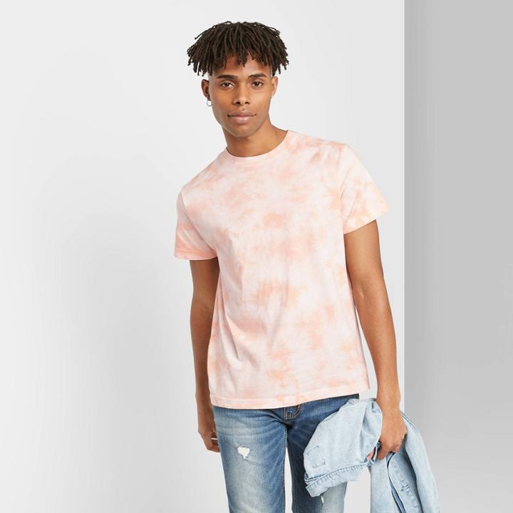 Men's Tie Dye Regular Fit Short Sleeve T-shirt - Original Use Coral Xs,