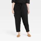 Women's Plus Size High-rise Slim Straight Ankle Jogger Pants - A New Day Black