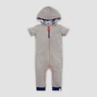 Burt's Bees Baby Baby Organic Cotton French Terry Hooded Zip Front Jumpsuit - Heather Gray