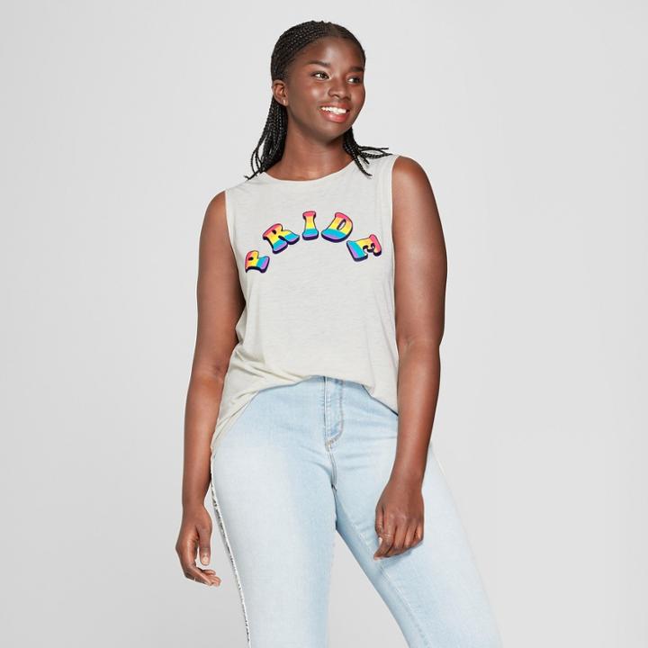 Modern Lux Women's Plus Size Rainbow Pride Graphic Tank Top - Modern