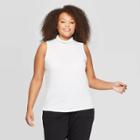 Women's Plus Size Sleeveless Turtleneck Sweatshirt - A New Day White