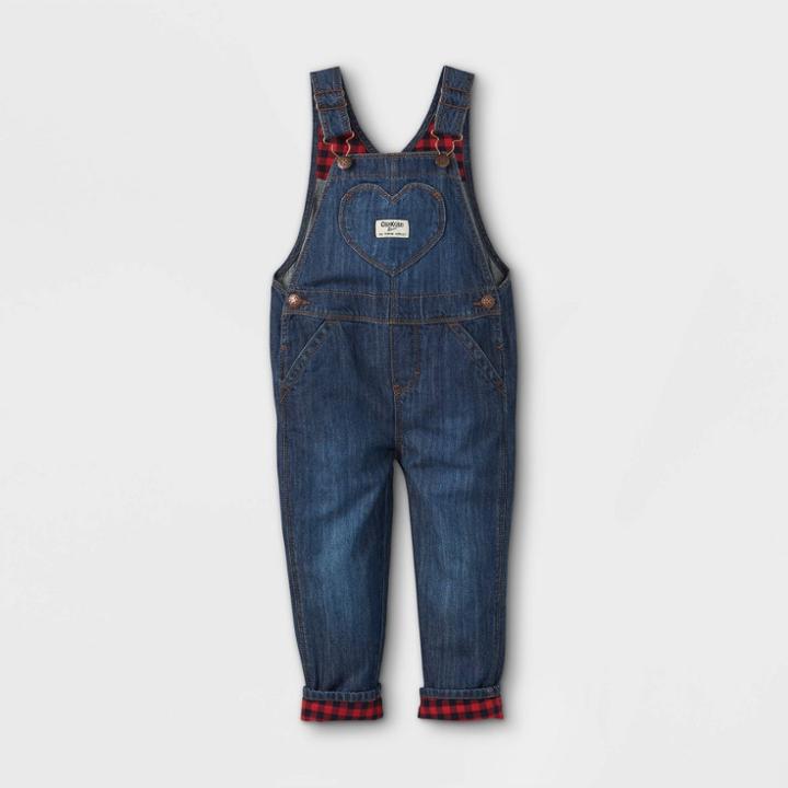 Oshkosh B'gosh Toddler Girls' Buffalo Check Overalls - Navy/red