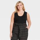 Women's Plus Size Slim Fit Tank Top - A New Day Black