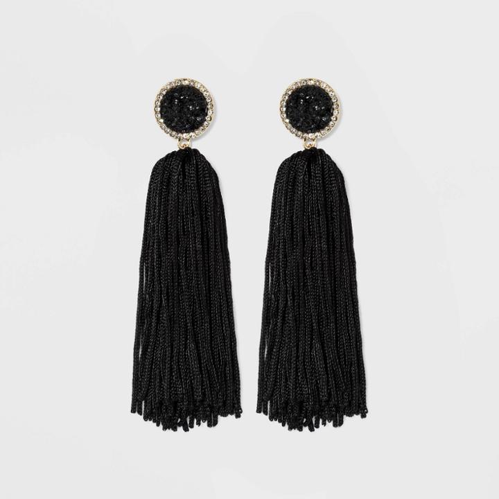 Sugarfix By Baublebar Druzy Studs Tassel Earrings - Black, Women's