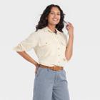 Women's Long Sleeve Oversized Utility Button-down Shirt - Universal Thread Cream