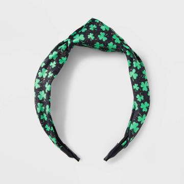 No Brand Glitter Shamrock Knot Headband - Green