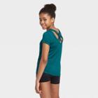 Petitegirls' Short Sleeve Criss Cross Back T-shirt - All In Motion Dark Teal Xs, Girl's, Dark Blue