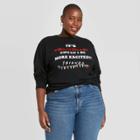 Women's Friends Could I Be More Excited Plus Size Long Sleeve Graphic T-shirt - Black