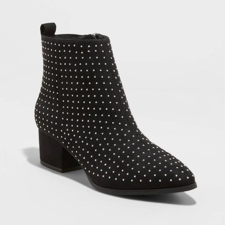 Women's Valerie With Studs City Ankle Bootie - A New Day Black