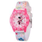 Girls' Disney Minnie Mouse Pink Plastic Time Teacher Watch - White