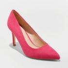 Women's Gemma Wide Width Faux Leather Pointed Toe Heeled Pumps - A New Day Pink 12w,