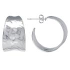 Target Silver Plated Brass Textured Open Hoop, Women's
