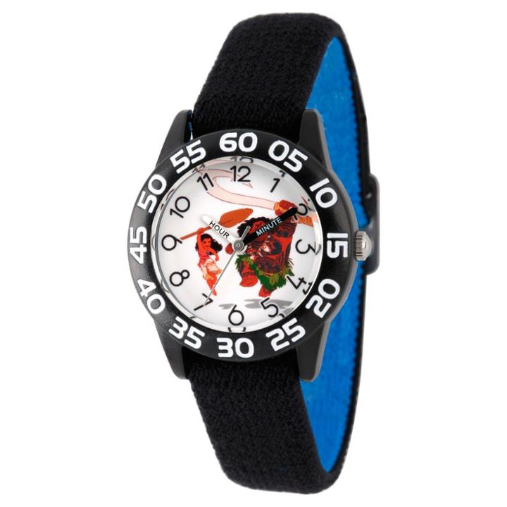 Boys' Disney Moana And Maui Black Plastic Time Teacher Watch - Black And Blue, Boy's