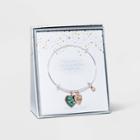 No Brand Abalone Heart And Cubic Zirconia'mom' Charm Bracelet -