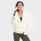Women's Cozy 1/2 Zip Hooded Pullover Sweatshirt - All In Motion Almond