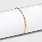 Gold Plated Initial 'a' Bar Figaro Chain Bracelet - A New Day Gold
