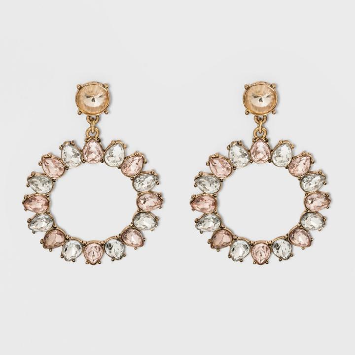 Sugarfix By Baublebar Dazzling Crystal Hoop Earrings - Blush, Girl's, Blush Peach