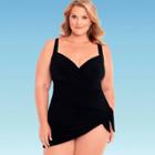 Women's Plus Size Slimming Control Cut Out Plunge One Piece Swimsuit - Dreamsuit By Miracle Brands Black