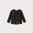 Girls' Long Sleeve Floral Blouse - Cat & Jack Black