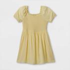 Girls' Smocked Short Sleeve Dress - Art Class Yellow