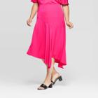 Women's Plus Size Asymmetric Seamed Slip Skirt - Who What Wear Pink
