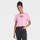 Warner Bros. Women's Powerpuff Girls Baby Doll Short Sleeve Cropped Graphic T-shirt - Pink