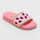Girls' Embellished Watermelon Pool Slide Glitter Sandals - Cat & Jack Pink