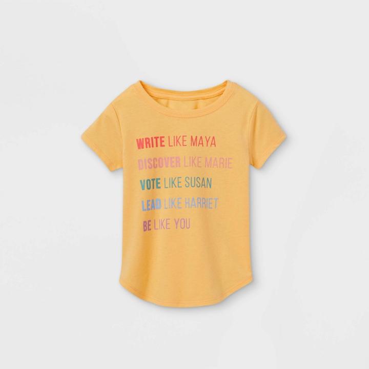 Maya Angelou Toddler Girls' 'inspirational' Short Sleeve Graphic T-shirt - Mustard