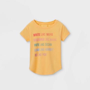 Maya Angelou Toddler Girls' 'inspirational' Short Sleeve Graphic T-shirt - Mustard
