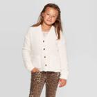 Girls' Button Front Cardigan - Art Class White L, Girl's,