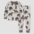 Burt's Bees Baby Toddler Boys' 2pc Leap Of Panthers Organic Cotton Snug Fit Pajama Set - Charcoal Gray