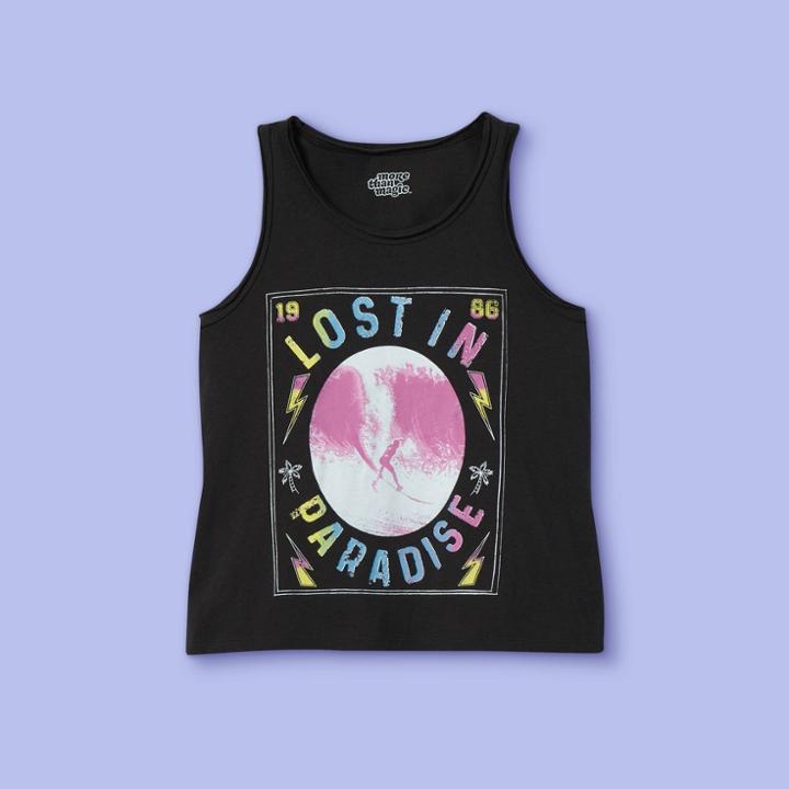 Girls' Cropped Graphic Tank Top - More Than Magic Charcoal Gray