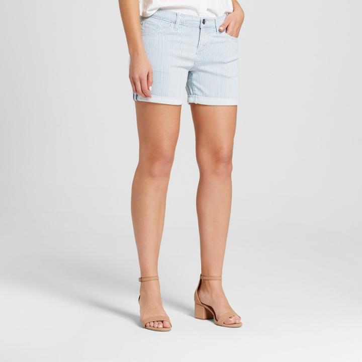 Women's Mid Rise 5 Roll Cuff Jean Shorts - Crafted By Lee Light Wash
