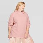 Women's Plus Size Long Sleeve Turtleneck Sherpa Pullover - Ava & Viv Pink 1x, Women's,