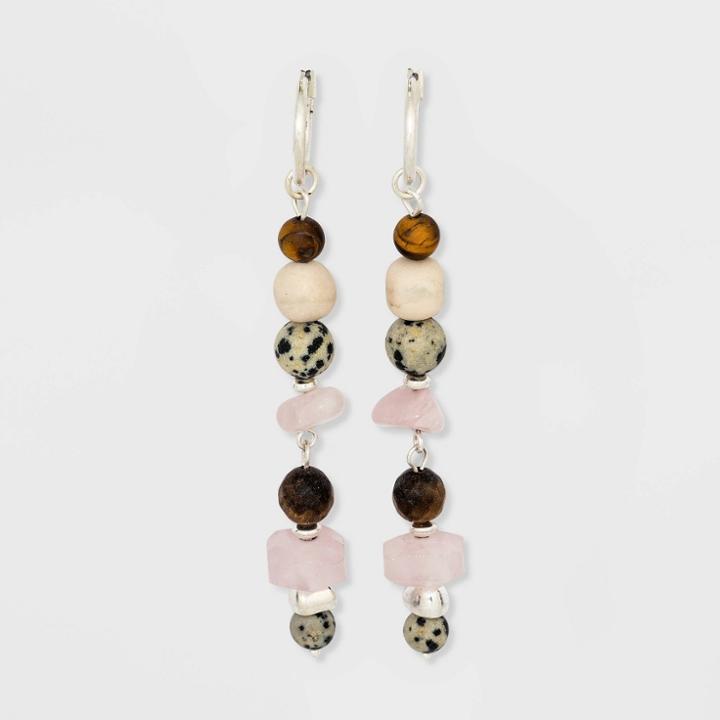Semi-precious Mini-hoop With Linear Drop Earrings - Universal Thread