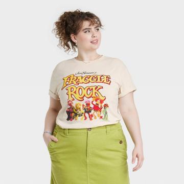 Women's Fraggle Rock Plus Size Short Sleeve Graphic Boyfriend T-shirt - Cream