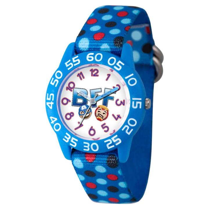 Boys' Marvel Emoji Iron Man And Captain America Plastic Time Teacher Watch - Blue, Boy's