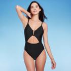 Shade & Shore Women's V-wire Front Cut Out One Piece Swimsuit - Shade &