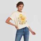 Women's Floral Print Rolled-cuff Short Sleeve Graphic T-shirt - Fifth Sun (juniors') - Cream Xs, Women's, Beige