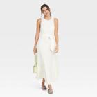 Women's Sleeveless Ruffle Hem Dress - A New Day Fresh White