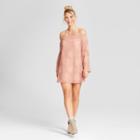 Women's Smocked Off The Shoulder Bell Sleeve Lace Dress - Lots Of Love By Speechless (juniors') Pink