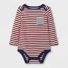 Baby Boys' Striped Long Sleeve Bodysuit With Pocket - Cat & Jack Maroon Newborn, Red