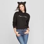 Women's I'm A Cat Graphic Hoodie Sweatshirt - Fifth Sun (juniors') Black