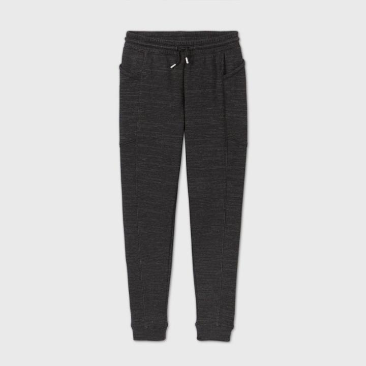 Girls' Shine Stripe Cozy Fleece Jogger Pants - All In Motion Gray Heather