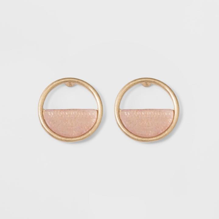 Open Button With Semi Precious Stone Inlay Earrings - Universal Thread