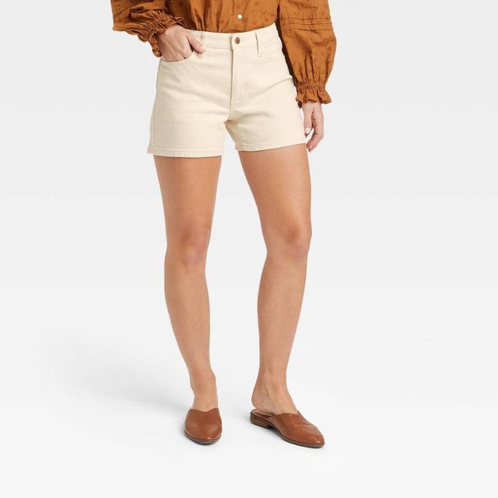 Women's High-rise Midi Jean Shorts - Universal Thread Off-white